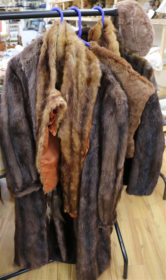 A mink jacket, hat, stoles and a mink coat